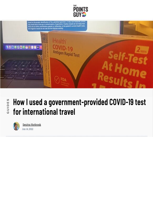 How I used a government-provided COVID-19 test for international travel