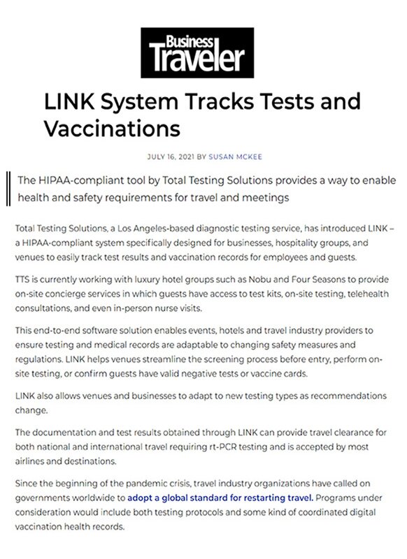 link system tracks COVID tests and vaccinations