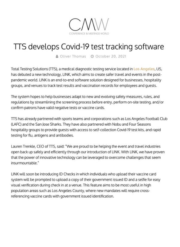 COVID test tracking software